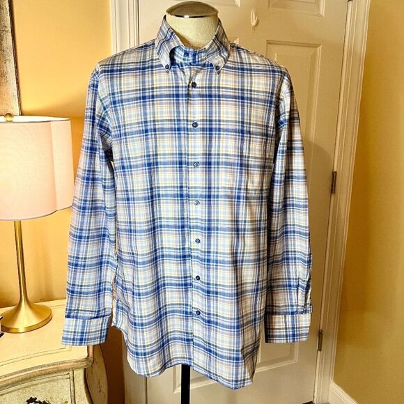 NWOT $185 Men's Hagen Carmel CA Classic Fit Plaid Button Front Shirt Size XL - Picture 1 of 2